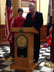 <b>Secretary Max Maxfield's Press Conference</b> Secretary Maxfield, seen here with his wife Gayla, has announced that he will not 	be seeking a third term. (March 14, 2014)
      