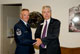 <b>Maxfield Congratulates Preston:</b> Secretary Maxfield congratulates Master Sergeant Todd Preston on his retirement from the United States Air Force, August 2010.